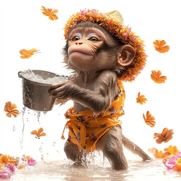 Playful monkey enjoying a tropical setting.