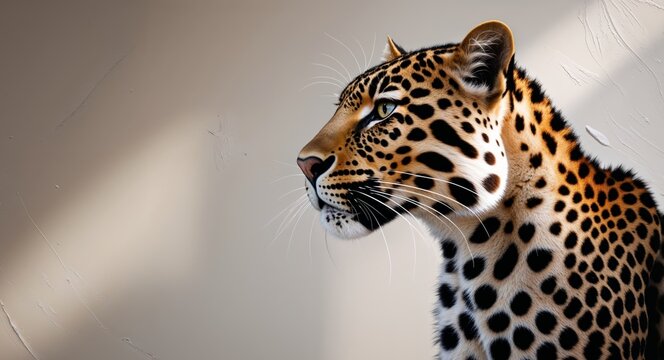 Majestic Leopard Profile Striking Pose Wild Cat Beauty