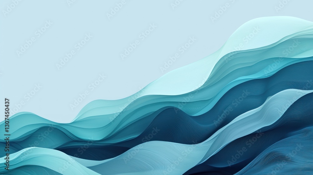 Poster abstract blue wave design with layered flowing gradients of color