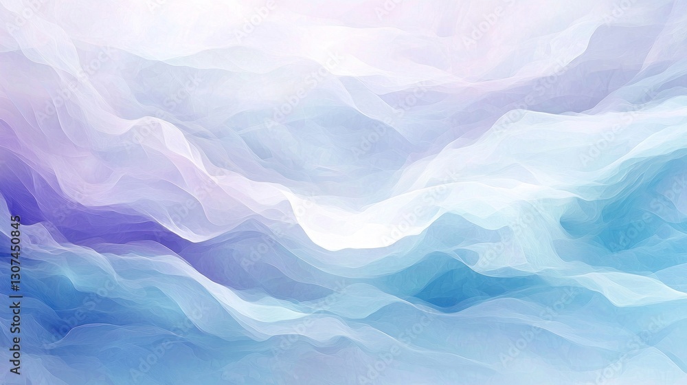 Poster abstract artwork depicting layered translucent waves with multiple colors