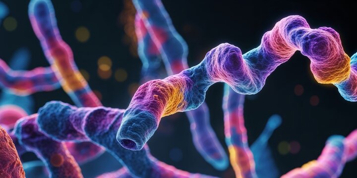 Microscopy of Bacterial Ribosomes in Color Enhanced View.