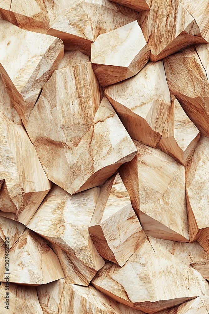 Aufkleber Abstract wooden geometric pattern featuring sharp angular shapes texture