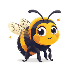 Naklejka premium Cute cartoon bee with big eyes, perfect for children's products.