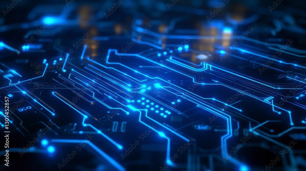 Poster Abstract circuit board close-up; complex technology background; potential use for tech presentations