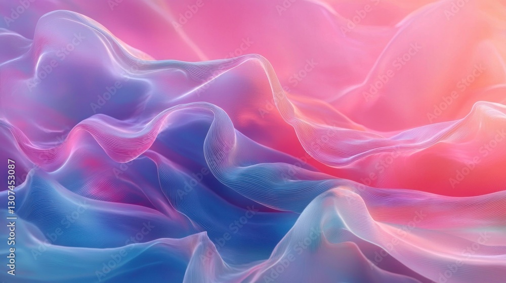 Poster colorful and flowing abstract rendering of waves and layers