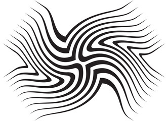 Retro style striped swirl pattern of black lines on white background.. Design element for covers, prints, packaging and graphic projects. Vector background. logo. X letter
