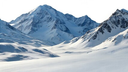 Fototapeta premium Snowy Mountain Landscape – Isolated Winter Peaks
