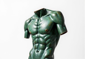 Green Bronze Male Torso Sculpture