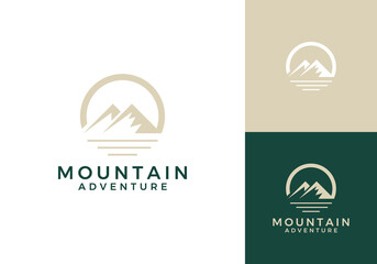 abstract mountain and sea wave logo vector design	
