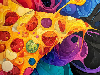 Fototapeta premium Pizza pie vibrant neon pop art