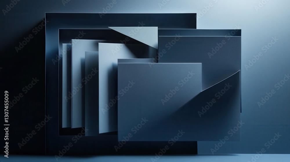 Leinwandbilder sleek professional paper art background with geometric shapes and muted tones for effective communic