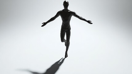 A man is running in the air with his arms outstretched