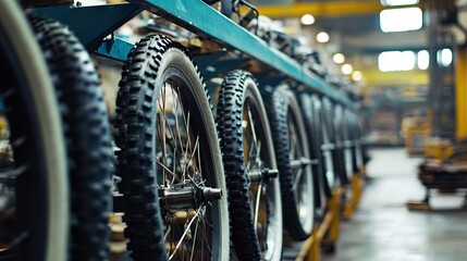 Fototapeta premium Bicycle production in a factory 