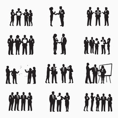 silhouettes of people working group of standing business people vector eps 10 People Silhouettes Business Leader