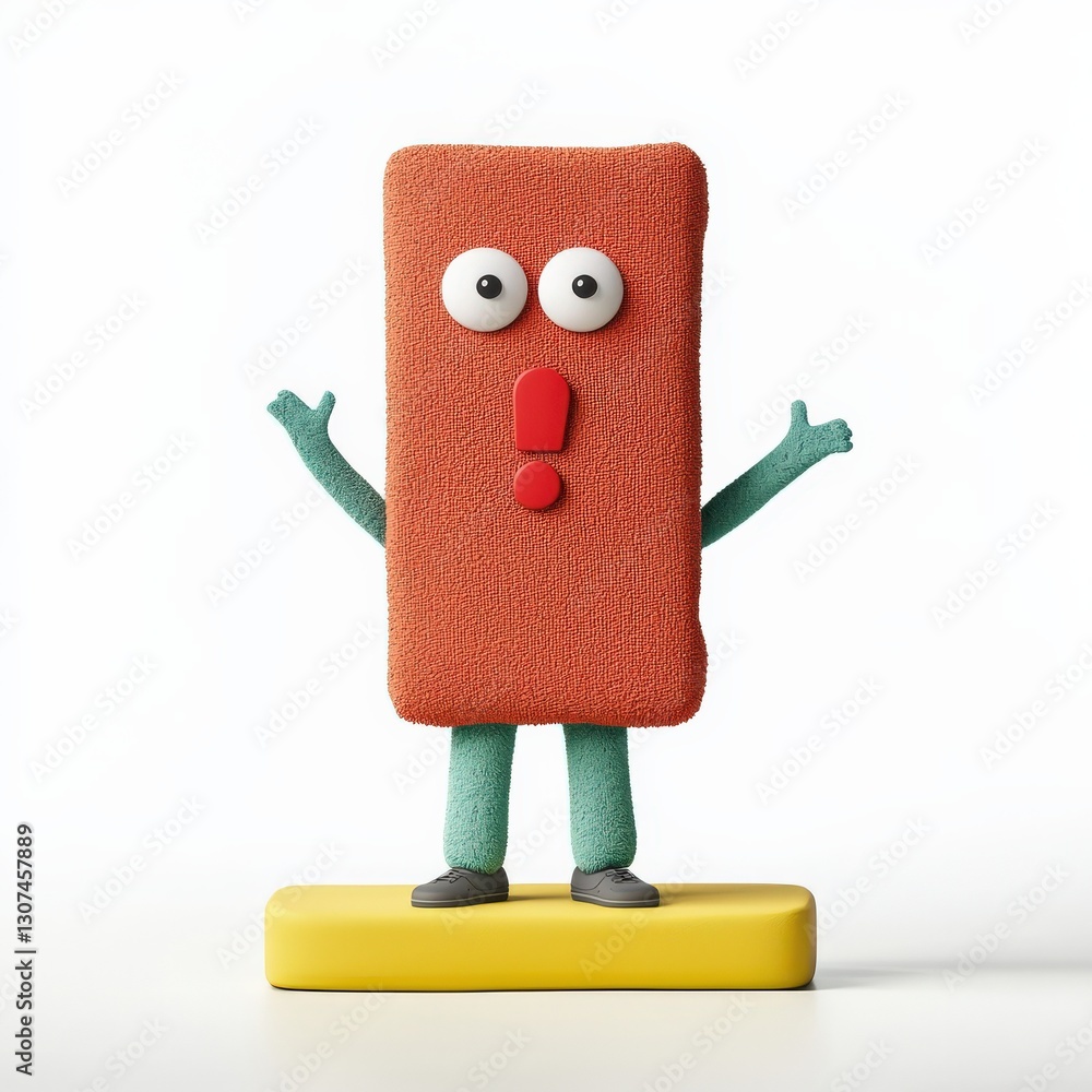 Poster spam call phone security concept. colorful character figure with surprised expression and arms raise