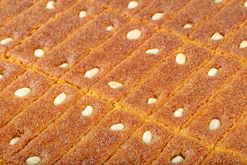 Turkish Dessert Sambali or Damascus Dessert (Sam Tatlisi) Basbousa Harissa Hareesa. Traditional...