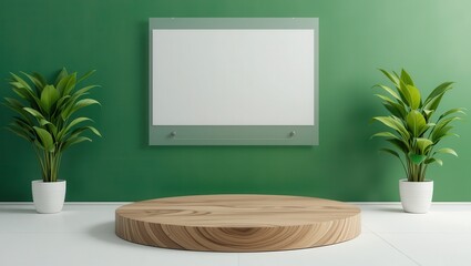 Empty Wooden Podium Display Room