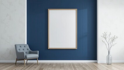 Modern Room Interior, Empty Frame, Calm Design