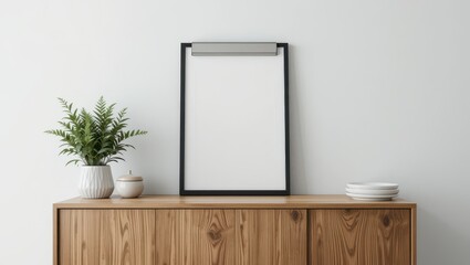 Empty Frame on Wooden Cabinet, Interior
