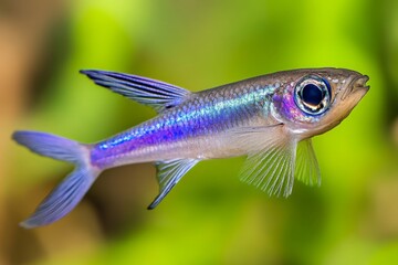 Fototapeta premium A flying fish leaping out of the ocean, gliding momentarily before re-entering the water