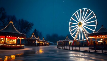 Obraz premium a large ferris wheel sitting on top of a snow covered ground