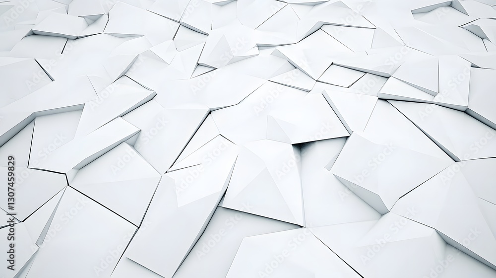 Poster white geometric surface with irregular triangular shapes and shadows