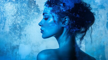Ocean-Inspired Double Exposure Portrait of Woman