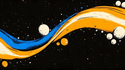 Abstract Space Art Illustration with Vibrant Colors and Planets