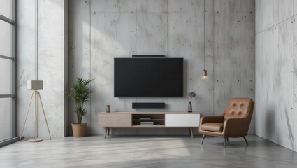 Modern Concrete Living Room Interior (2)