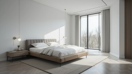 Modern Bedroom Interior with Sunlight