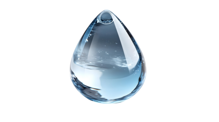 Water Drop Forms and Drips Slowly, Isolated on White Background