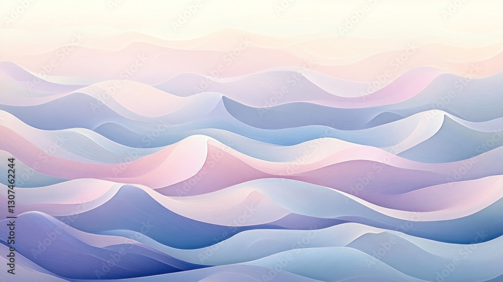Poster abstract pastel colored flowing waves of varied forms and color