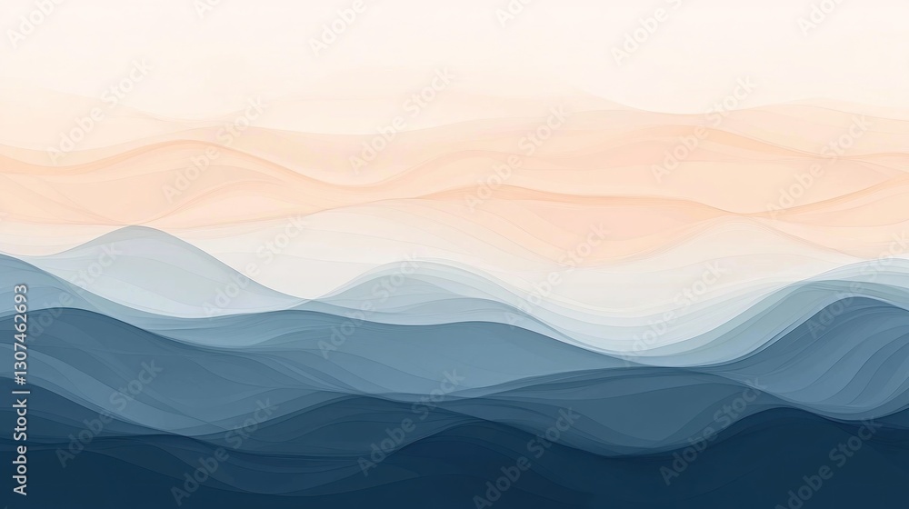 Poster abstract depiction of layers of undulating waves and color