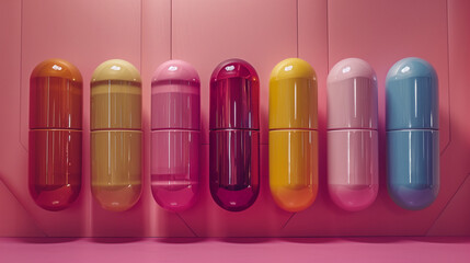 Various Medications and Pills on a Pastel Background, Pharmaceutical Drugs, Healthcare Concept  

