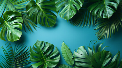 Leaf Frame on a Pastel Background, Natural Botanical Border Design  
