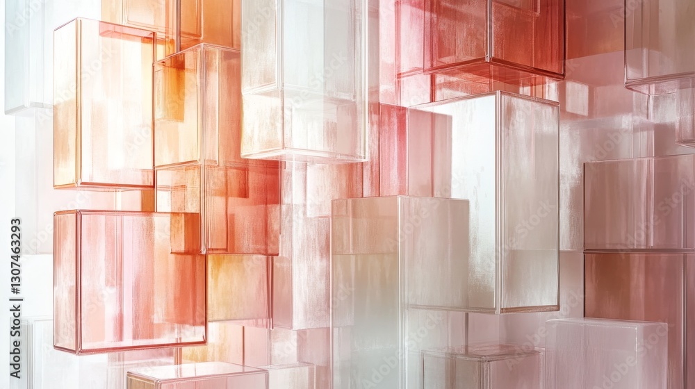 Aufkleber abstract depiction of transparent rectangular geometric shapes in color