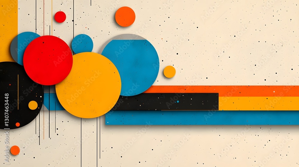 Poster abstract geometric design with colorful shapes and lines