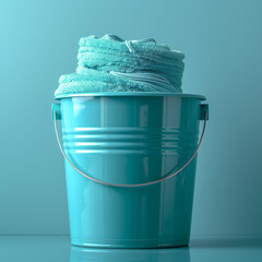 Mop and Cleaning Equipment on a Pastel Background, Housekeeping and Hygiene Concept  
