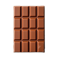 Fototapeta premium a close-up view of a delicious milk chocolate bar. The bar is smooth and has a rich, inviting color