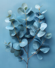 Bouquet of Leaves on a Pastel Background, Isolated Botanical Arrangement  
