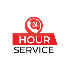 vector 24 hour everyday open service label with clock sign
