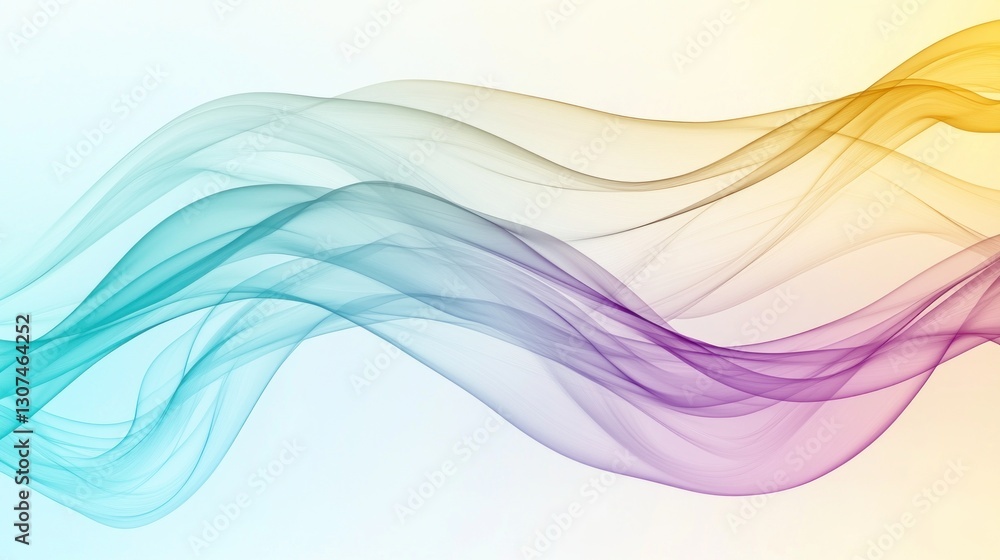 Poster abstract multicolored wavy lines floating on white background elegantly