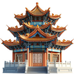 Fototapeta premium Traditional Asian Pavilion With Intricate Architectural Design. Rich In Cultural Details And Ornate Patterns