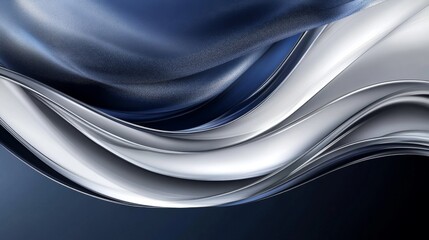 Fototapeta premium Wavy abstract design featuring flowing blue and silver elements
