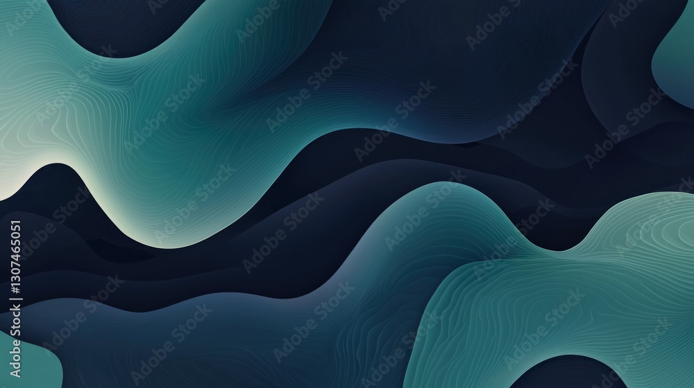 Poster abstract digital artwork showing flowing waves with different color shades