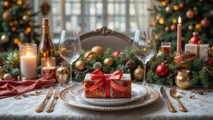 Festive Christmas Dinner Table Setting