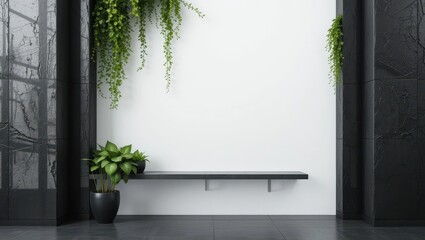 Modern Interior Design, Empty Shelf, Plants