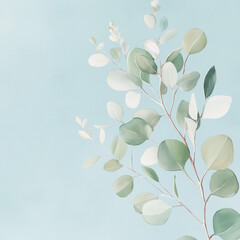 Bouquet of Leaves on a Pastel Background, Isolated Botanical Arrangement  
