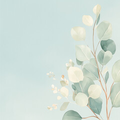 Bouquet of Leaves on a Pastel Background, Isolated Botanical Arrangement  
