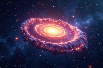 Fototapeta premium Bright spiral galaxy in deep space with glowing stars, cosmos, galaxy